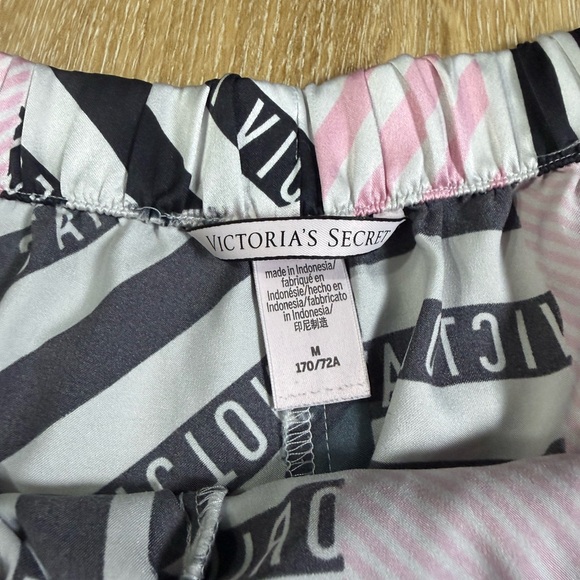 Victoria's Secret Pajama Striped Pink and Black Silky Medium Shorts - Picture 3 of 6